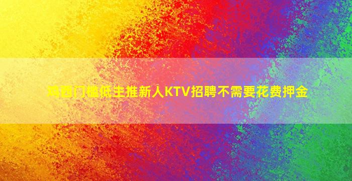 鸡西门槛低主推新人KTV招聘不需要花费押金
